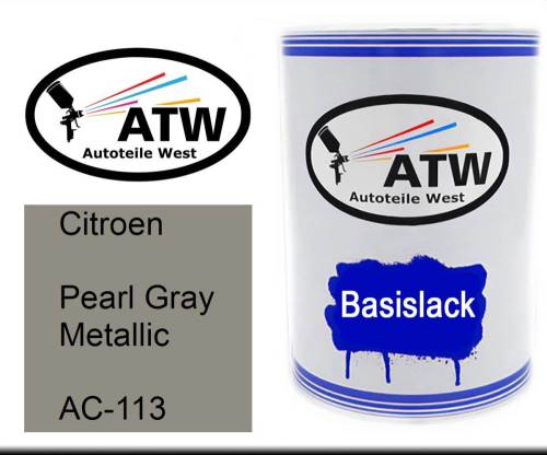 Citroen, Pearl Gray Metallic, AC-113: 500ml Lackdose, von ATW Autoteile West.